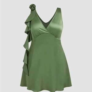Cider NWT Rosette Sleeveless Mini Dress in Green Plus Size! (4x)